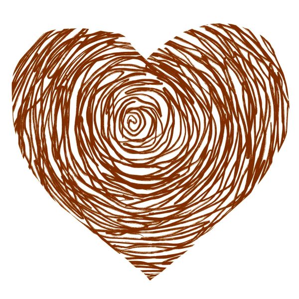 dibujo lineal corazon con huella digital de Lucia Caceres Alves